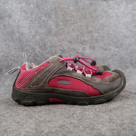 Keen Shoes Kids 3 Hiking Sneaker Drawstring Outdoor Trainer Leather Active Youth - Picture 1 of 15